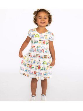 NWT Little Sleepies Education Train Short Sleeve Skater Dress Size 2T